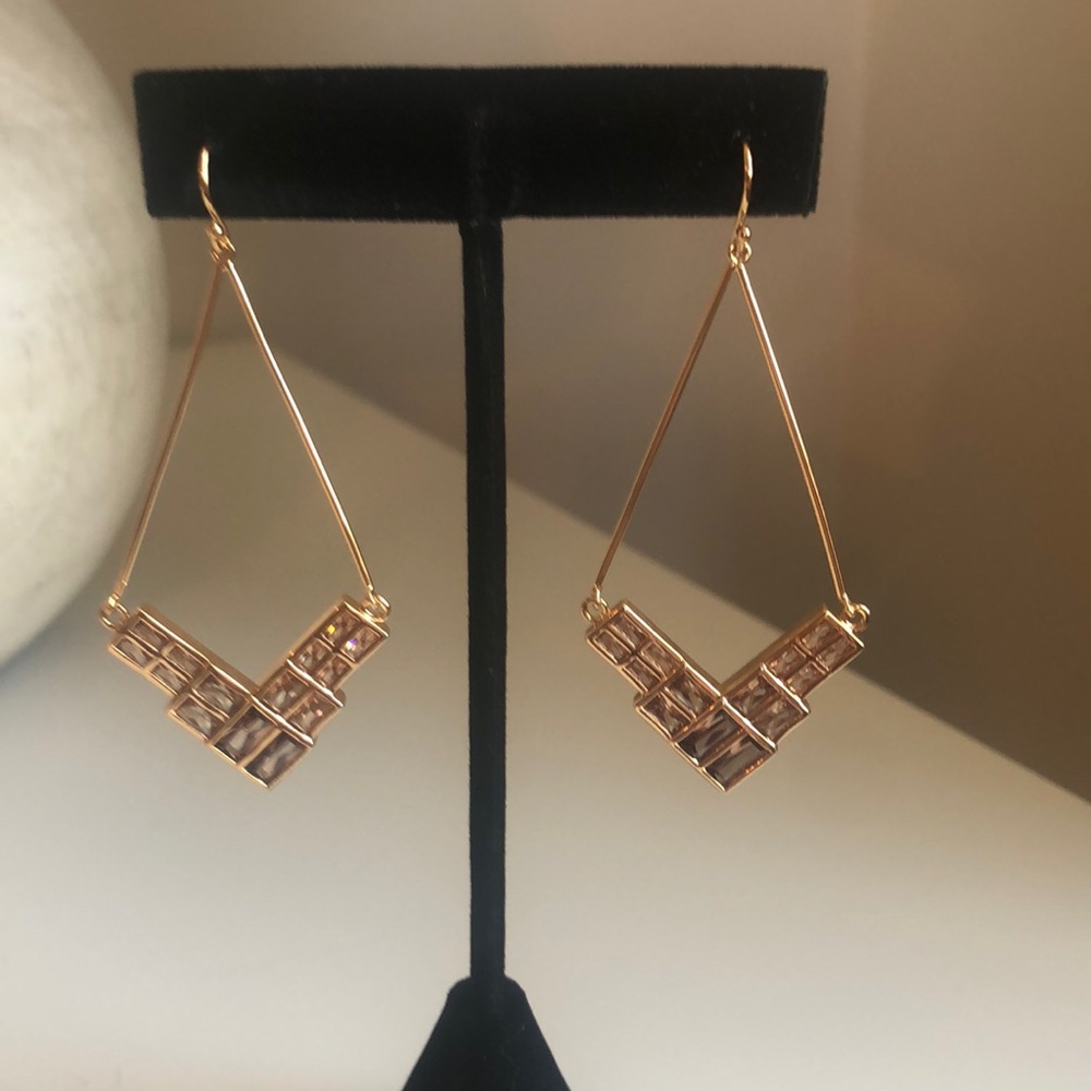 Drop earrings - light pink and smoky brown stones
